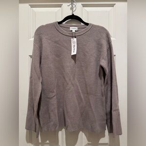 The Drop Alice Crew Neck Back Slit Ribbed Pullover Sweater Size XS